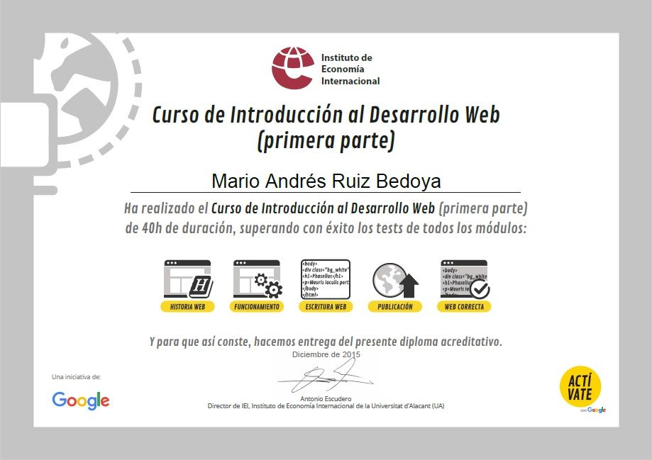 Certificado HTML IDESWEB