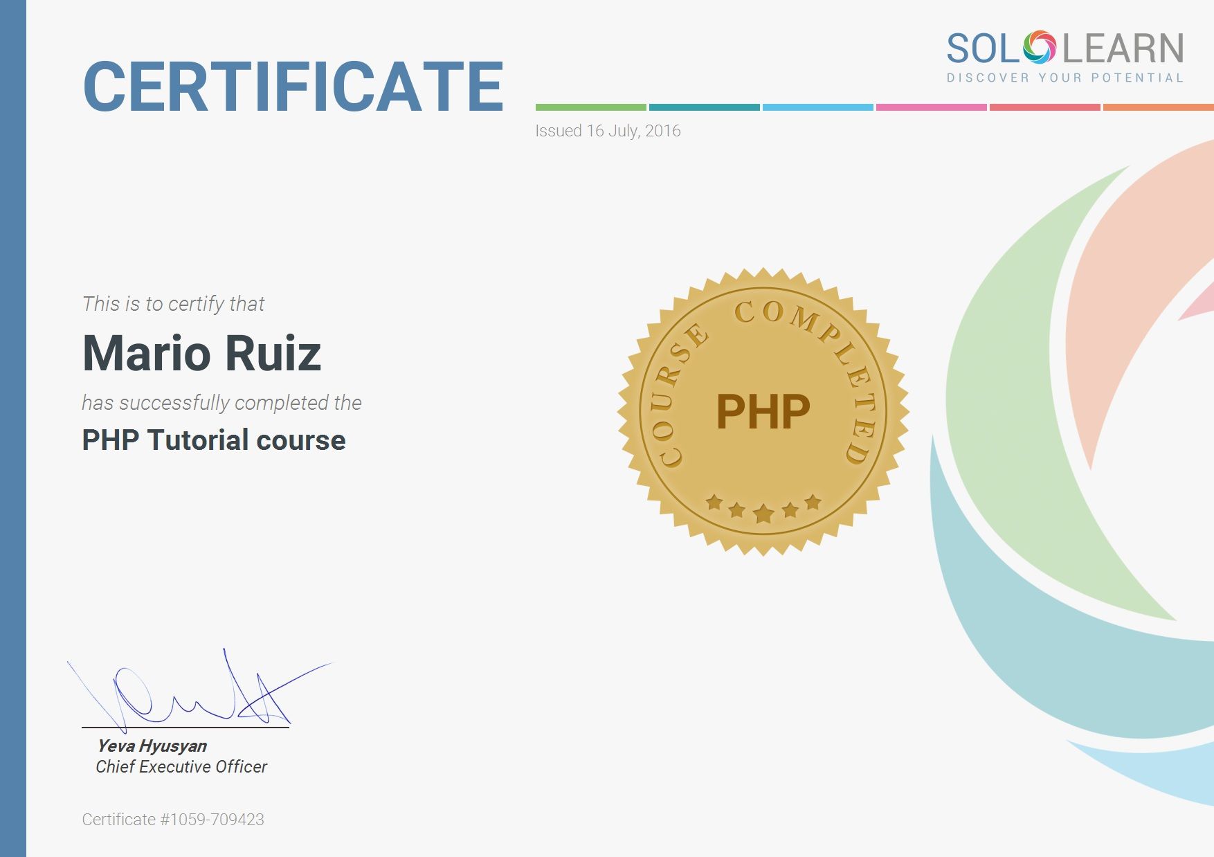 Certificado PHP SoloLearn