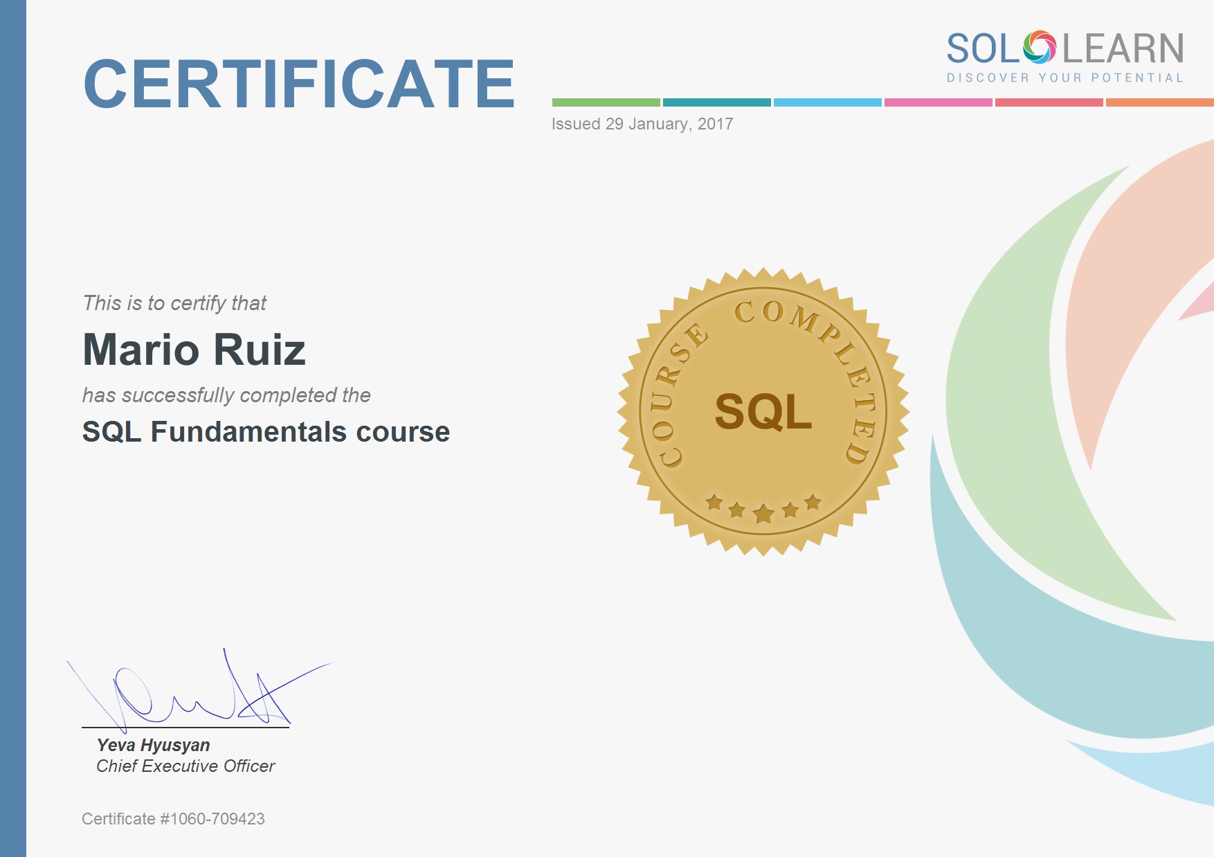 Certificado SQL SoloLearn